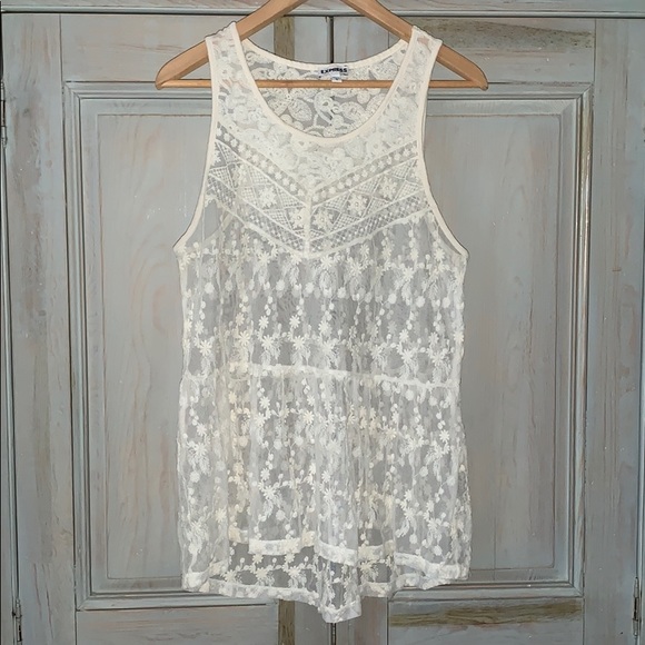 Express Tops - EXPRESS LACE BABYDOLL TUNIC TOP